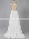 A-line V-neck Chiffon Sweep Train Split Front Prom Dresses #LDB020102202