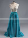A-line V-neck Lace Chiffon Floor-length Sequins Prom Dresses #LDB020102209
