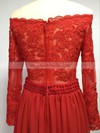 A-line Off-the-shoulder Chiffon Floor-length Appliques Lace Prom Dresses #LDB020102316