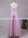 A-line Scoop Neck Tulle Floor-length Appliques Lace Prom Dresses #LDB020102317