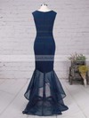 Trumpet/Mermaid Scoop Neck Silk-like Satin Asymmetrical Prom Dresses #LDB020102330