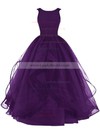 Ball Gown Scoop Neck Organza Floor-length Beading Prom Dresses #LDB020102390