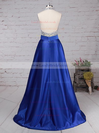 Ball Gown Halter Satin Floor-length Beading Prom Dresses #LDB020102391