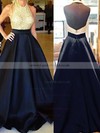 Ball Gown Halter Satin Floor-length Beading Prom Dresses #LDB020102391