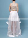 A-line Scoop Neck Tulle Floor-length Beading Prom Dresses #LDB020102393