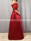 A-line Off-the-shoulder Satin Floor-length Appliques Lace Prom Dresses #LDB020102406