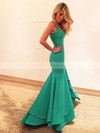 Trumpet/Mermaid V-neck Silk-like Satin Asymmetrical Prom Dresses #LDB020102466