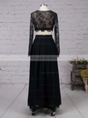 A-line Scoop Neck Lace Chiffon Ankle-length Split Front Prom Dresses #LDB020102597
