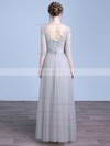 A-line Scoop Neck Tulle Floor-length Appliques Lace Prom Dresses #LDB020102645