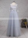 A-line Scoop Neck Tulle Floor-length Appliques Lace Prom Dresses #LDB020102645