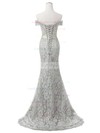 Trumpet/Mermaid Off-the-shoulder Lace Sweep Train Appliques Lace Prom Dresses #LDB020102649