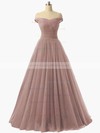 Princess Off-the-shoulder Tulle Floor-length Ruffles Prom Dresses #LDB020102678