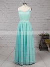 A-line V-neck Chiffon Floor-length Ruffles Prom Dresses #LDB020102734