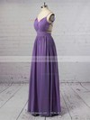 A-line V-neck Chiffon Floor-length Ruffles Prom Dresses #LDB020102734