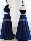 A-line Halter Satin Floor-length Prom Dresses #LDB020102737