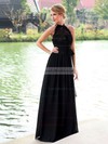 A-line Halter Chiffon Floor-length Lace Prom Dresses #LDB020102836