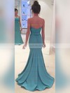Trumpet/Mermaid Strapless Satin Sweep Train Appliques Lace Prom Dresses #LDB020102860