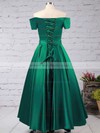 A-line Off-the-shoulder Satin Floor-length Sashes / Ribbons Prom Dresses #LDB020102879