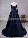 Ball Gown Off-the-shoulder Satin Sweep Train Beading Prom Dresses #LDB020102895
