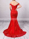 Trumpet/Mermaid Off-the-shoulder Tulle Floor-length Appliques Lace Prom Dresses #LDB020102938