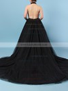 Ball Gown High Neck Tulle Sweep Train Ruffles Prom Dresses #LDB020103088