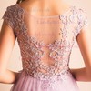 A-line Scoop Neck Tulle Asymmetrical Appliques Lace Prom Dresses #LDB020103141