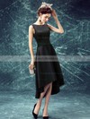 A-line Scoop Neck Satin Asymmetrical Prom Dresses #LDB020103168