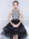 Princess Scoop Neck Organza Asymmetrical Beading Prom Dresses #LDB020103179