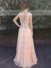 A-line Scoop Neck Chiffon Floor-length Sequins Prom Dresses #LDB020103461