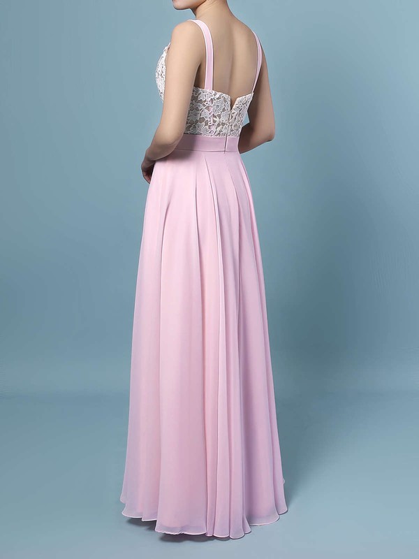 A-line V-neck Chiffon Floor-length Beading Prom Dresses #LDB020103496