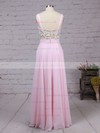 A-line V-neck Chiffon Floor-length Beading Prom Dresses #LDB020103496