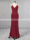 Sheath/Column V-neck Silk-like Satin Floor-length Appliques Lace Prom Dresses #LDB020103574