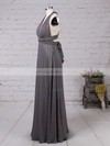 A-line V-neck Chiffon Floor-length Prom Dresses #LDB020103579