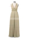 A-line V-neck Chiffon Floor-length Prom Dresses #LDB020103579