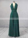 A-line V-neck Chiffon Floor-length Ruffles Prom Dresses #LDB020103580