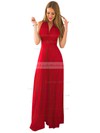 A-line V-neck Chiffon Floor-length Ruffles Prom Dresses #LDB020103580