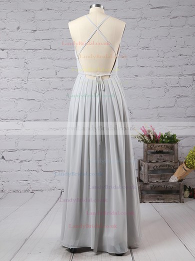 A-line V-neck Chiffon Floor-length Split Front Prom Dresses #LDB020103583