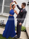 A-line Scoop Neck Tulle Floor-length Beading Prom Dresses #LDB020103601