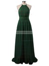 A-line Halter Chiffon Floor-length Split Front Prom Dresses #LDB020103638