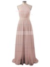 A-line Halter Chiffon Floor-length Split Front Prom Dresses #LDB020103638