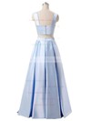 A-line V-neck Satin Floor-length Prom Dresses #LDB020103649