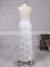Sheath/Column V-neck Lace Floor-length Appliques Lace Prom Dresses #LDB020103652