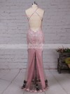 Trumpet/Mermaid Scoop Neck Tulle Floor-length Appliques Lace Prom Dresses #LDB020103669