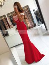 Trumpet/Mermaid Off-the-shoulder Silk-like Satin Sweep Train Appliques Lace Prom Dresses #LDB020103721