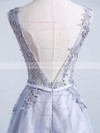Ball Gown Scoop Neck Lace Tulle Sweep Train Appliques Lace Prom Dresses #LDB020103746