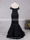 Trumpet/Mermaid Off-the-shoulder Silk-like Satin Floor-length Split Front Prom Dresses #LDB020103751
