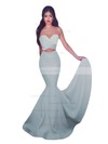 Trumpet/Mermaid Sweetheart Satin Sweep Train Ruffles Prom Dresses #LDB020103768