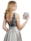 A-line Scoop Neck Satin Floor-length Appliques Lace Prom Dresses #LDB020104152