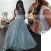 Princess V-neck Tulle Floor-length Beading Prom Dresses #LDB020104343