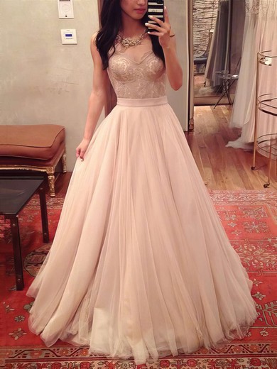 Ball Gown Sweetheart Tulle Floor-length Appliques Lace Prom Dresses #LDB020104360